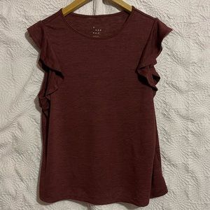 A New Day Burgandy Shirt w/ Ruffled Sleeves